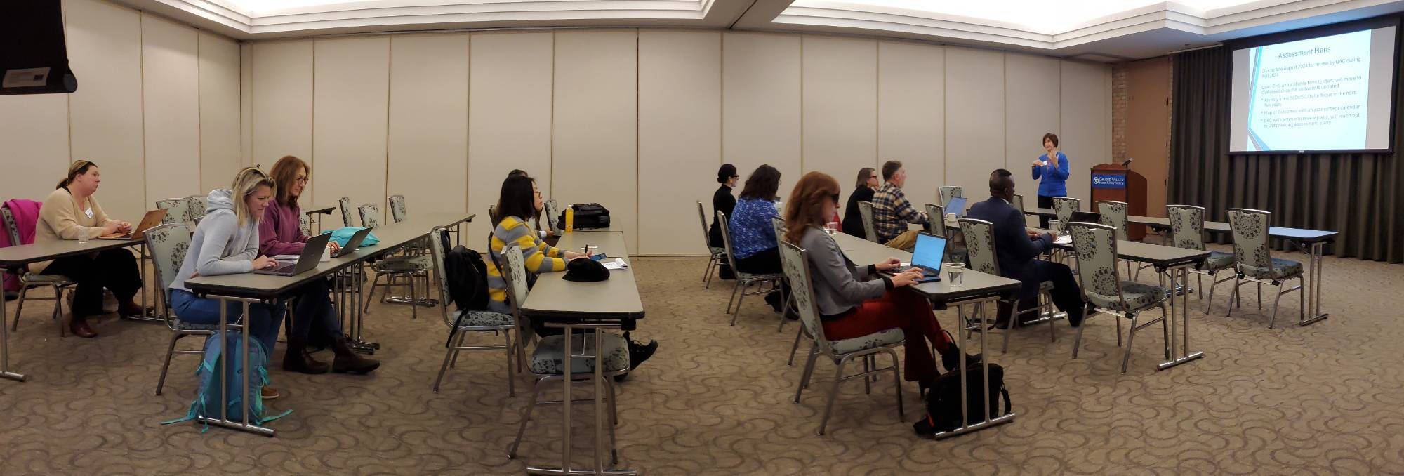 Julie Henderleiter provides updates on the University Assessment Committee